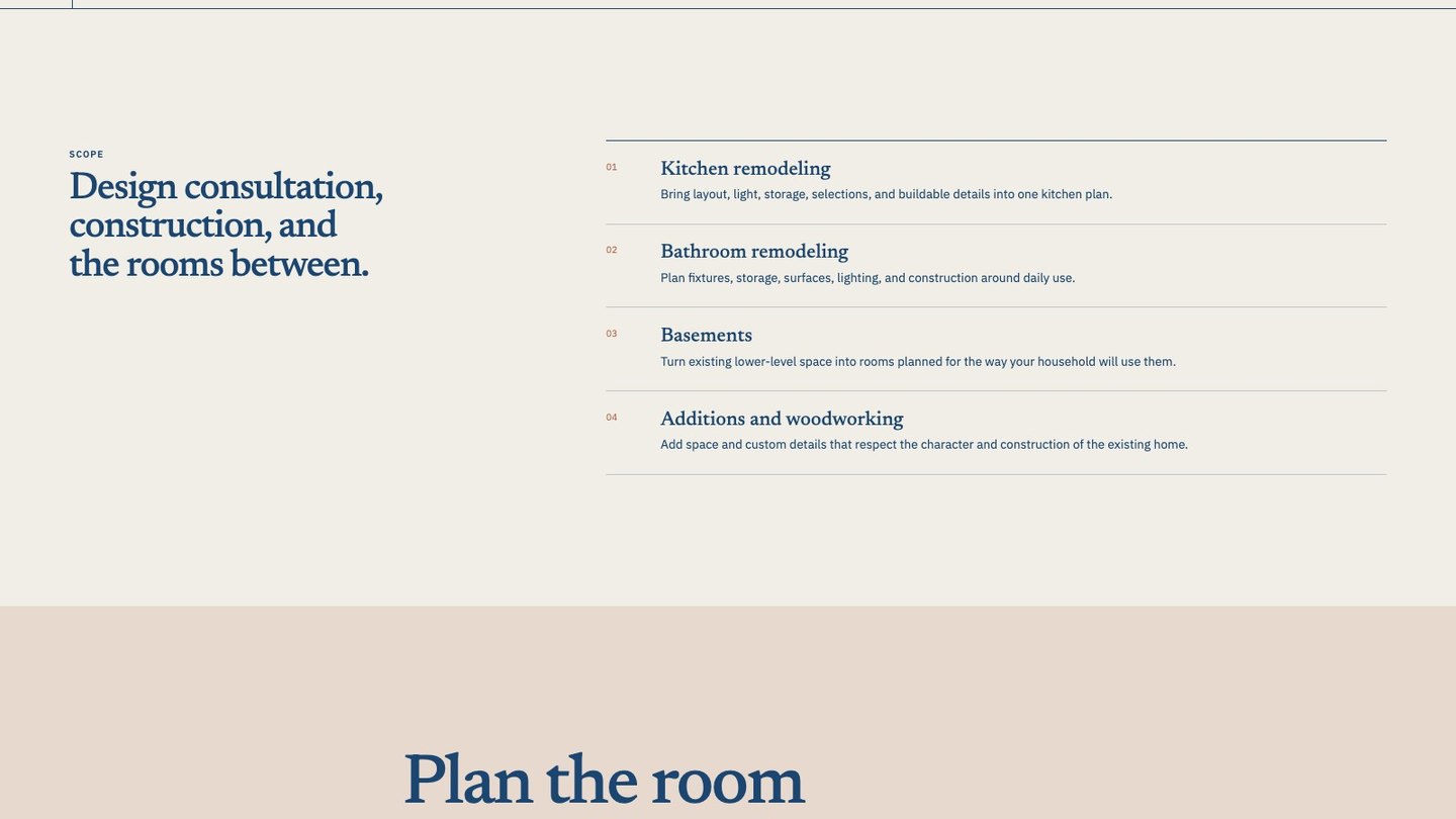 The service section of the new homepage