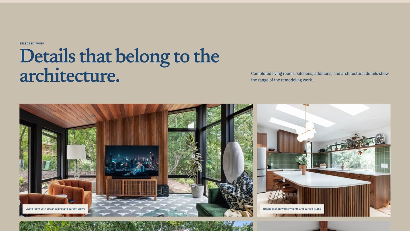 The project section of the new homepage
