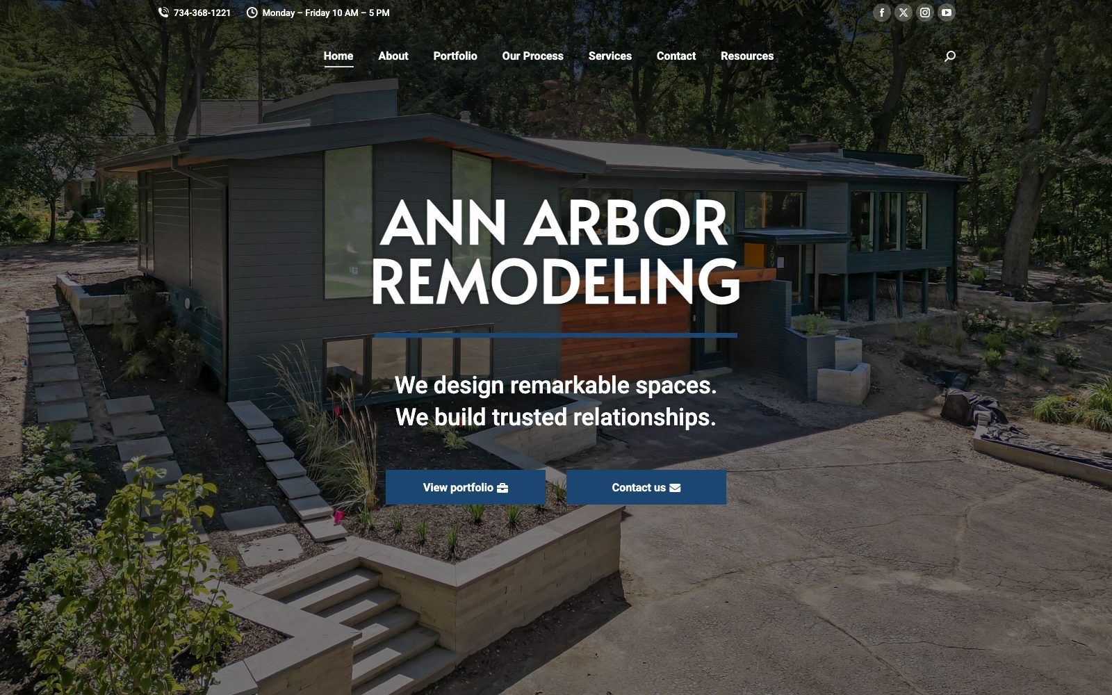 The current annarborremodelingcompany.com homepage